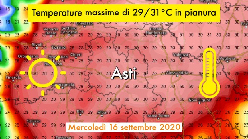 Temperature stazionarie e sopra la media con punte di 30-31°C in pianura | Previsioni Meteo 16 settembre 2020