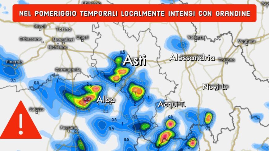 Temporali nel pomeriggio su Astigiano, Langhe & Roero | Previsioni Meteo 25 maggio 2023