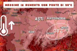 Picco del caldo con punte di 38°C sul Basso Alessandrino | Previsioni Meteo 10 luglio 2023
