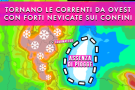 [Meteo medio termine] Tornano le correnti da ovest/nord-ovest con nevicate abbondanti sui confini
