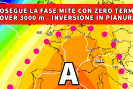 [Meteo medio termine] Continua la fase mite in quota con zero termico anche oltre 3500 m