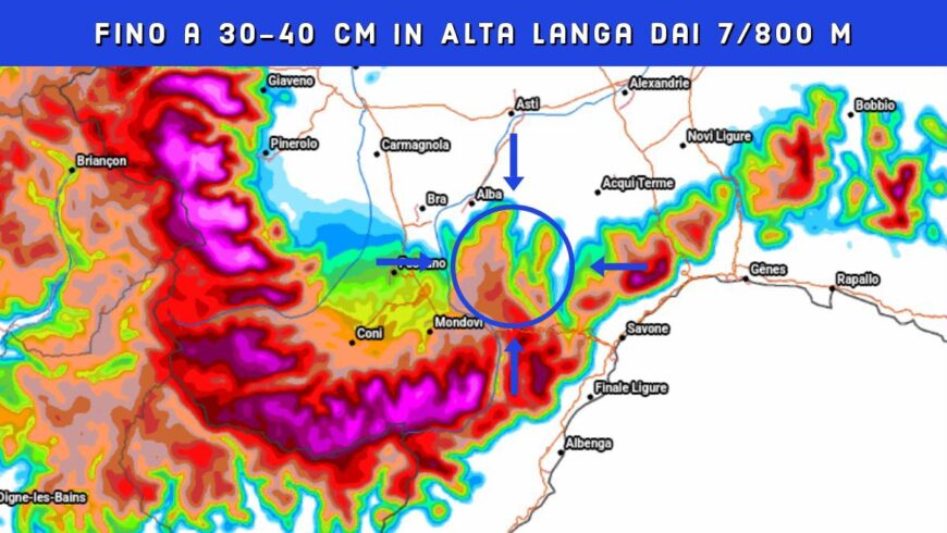Oltre 30 cm di neve in Alta Langa a 7/800 m | Previsioni Meteo 27 febbraio 2024