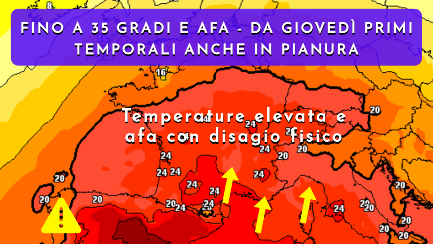 [Meteo medio termine] Settimana di caldo intenso e afa con elevato disagio fisico