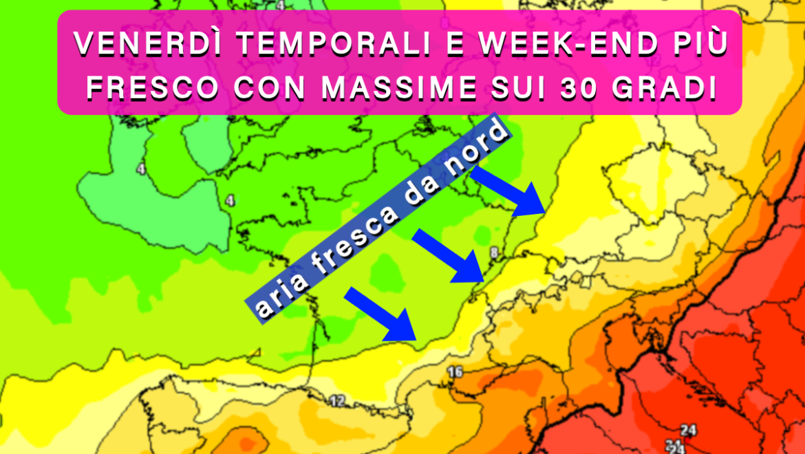 [Meteo medio termine] Fine settimana con temporali e temperature in lieve calo