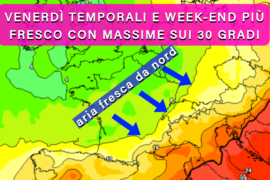 [Meteo medio termine] Fine settimana con temporali e temperature in lieve calo