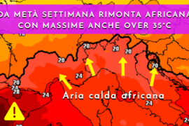 [Meteo medio termine] Ritorna l’alta pressione africana con massime anche over 35°C