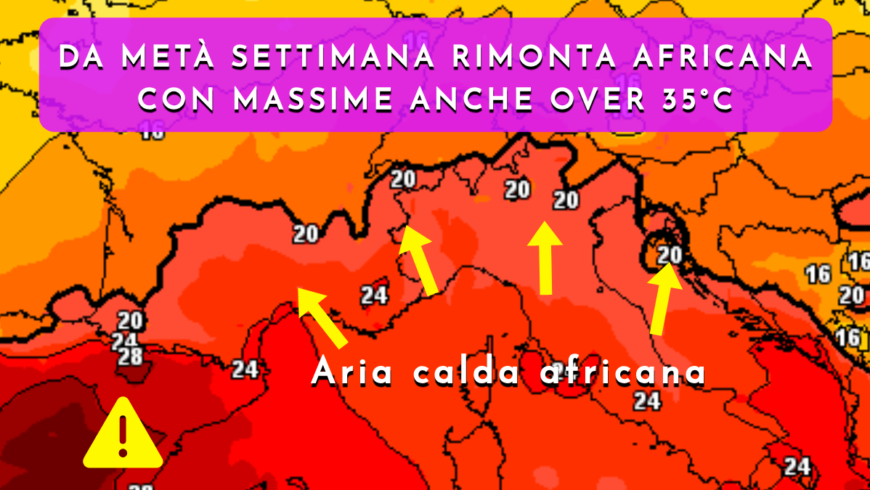 [Meteo medio termine] Ritorna l’alta pressione africana con massime anche over 35°C