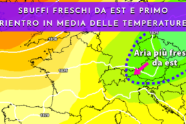 [Meteo medio termine] Cede l’alta pressione con primo afflusso di aria fresca da est