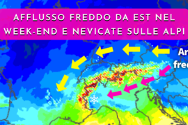[Meteo medio termine] Aria fredda da est nel week-end, poi rialzo termico