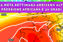 [Meteo medio termine] Da metà settimana temperature in aumento fin verso i 30°C