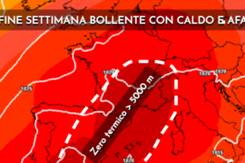 Picco di caldo nel fine settimana con 35-37°C e zero termico oltre i 5000 m