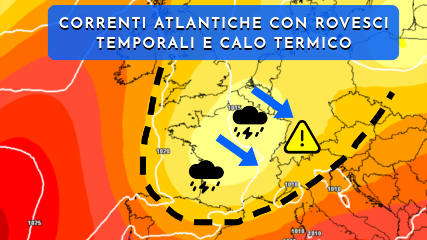 Comincia una fase instabile con rovesci, temporali e generale calo termico