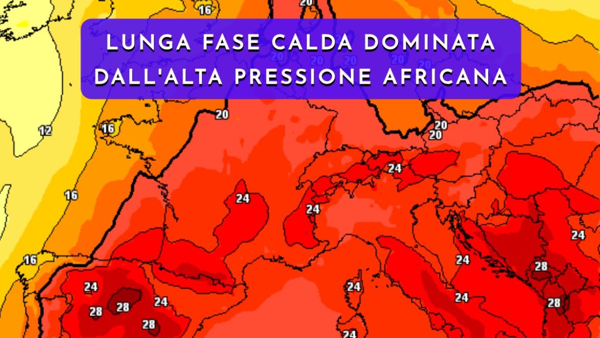 Lunga fase di caldo africano con temperature sopra media e afa