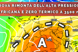 L’ennesima alta pressione africana porta lo zero termico in quota a 3500 m