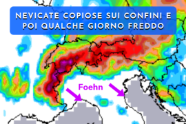 Nevicate intense sui confini e freddo, ma da giovedì temperature in aumento