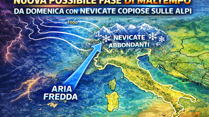 Da domenica possibile una nuova fase di maltempo sul nord-ovest