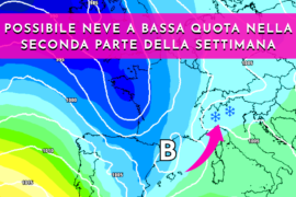 Settimana più fredda con possibile neve a bassa quota da giovedì