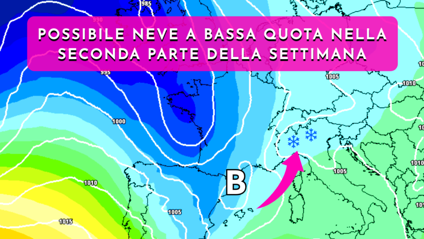 Settimana più fredda con possibile neve a bassa quota da giovedì